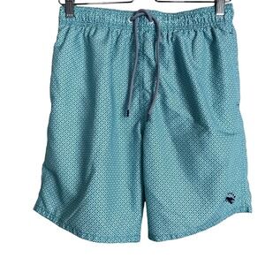 Ted Baker London Swim Trunks Mens Teal White Geometric Lobster Print Shorts M